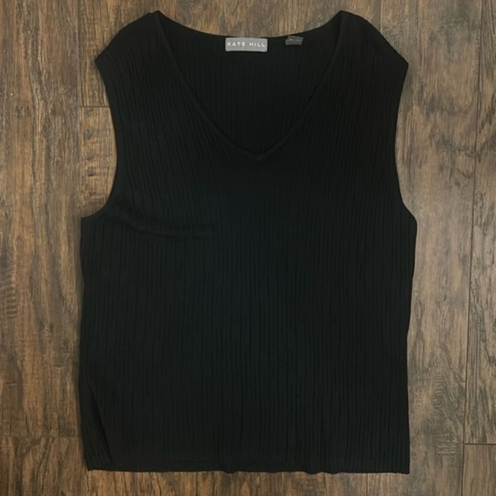 Kate Hill Women's Black Tank‎ Top Size XL Nylon & Rayon Blend